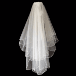 Brúðarslör tvöfalt m/bugðum og kristöllum