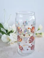 Skreytt Can-glas - Prjón & plöntur